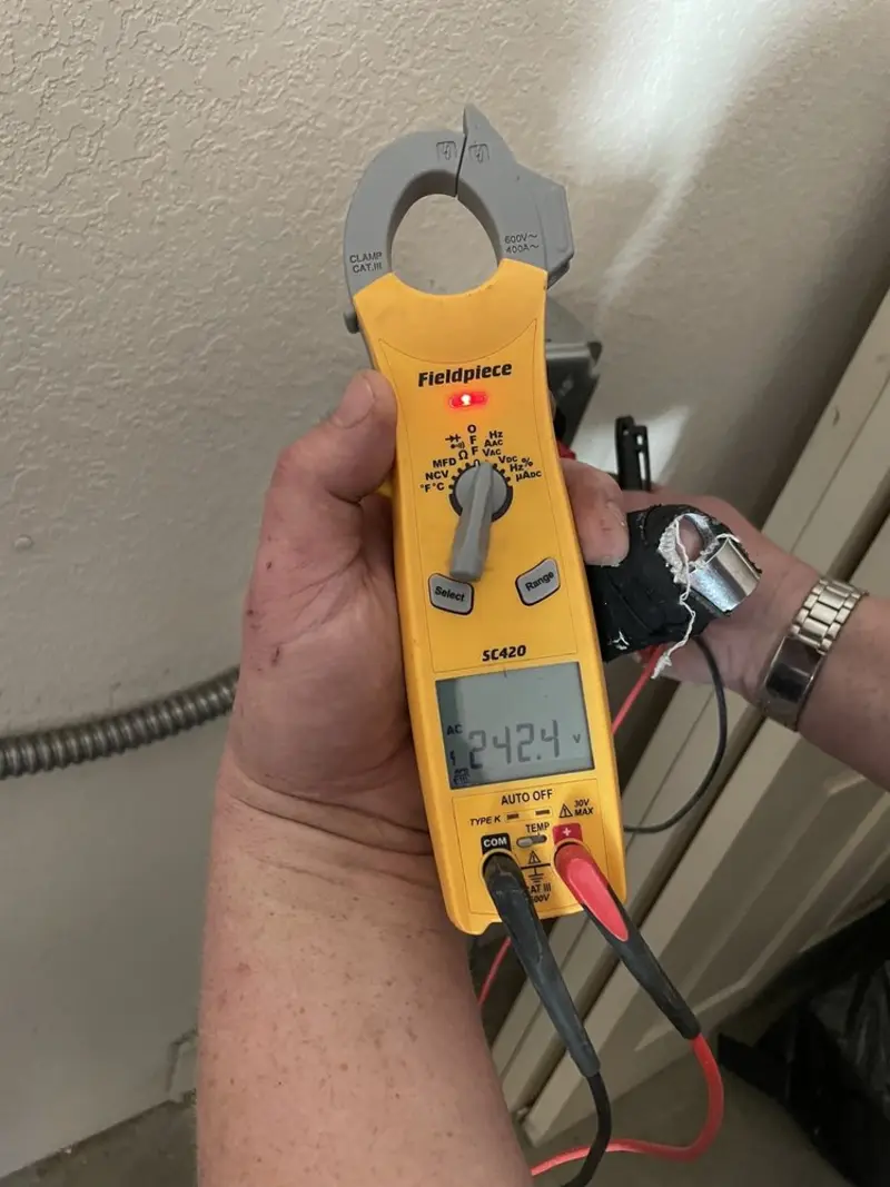 Voltage testing with clamp meter during Generator Installation in Oroville